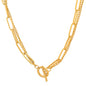 Ladies 18k Gold Plated Stainless Steel Double Row Paper Clip and Curb Chain Necklace