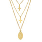 Ladies 3 Chain Necklace with Our Lady of Guadalupe and Cross Charms