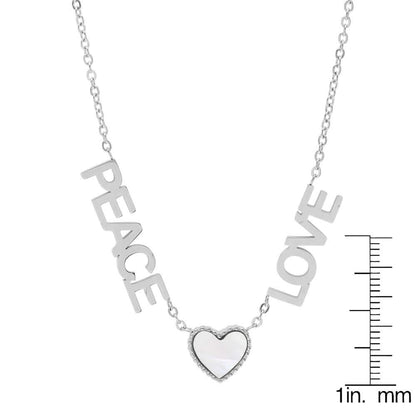 Ladies Peace, Love and Mother of Pearl Heart Necklace
