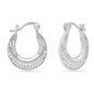 Ladies Sterling Silver And Simulated Diamond Mini Door Knocker Earrings