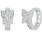 Ladies Sterling Silver and Simulated Diamonds Butterfly Huggie Earrings