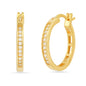Ladies Sterling Silver and Simulated Diamonds Round Hoops Earrings