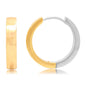 Ladies Two Tone Stainless Steel and 18K Gold Plated Huggie Earrings