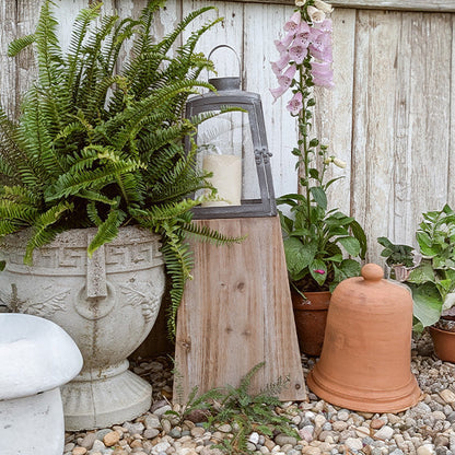 Removable Metal Lanterns with Wood Base, Set of Two