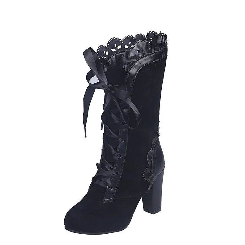 Large Size Heel Women’s Leather Boots