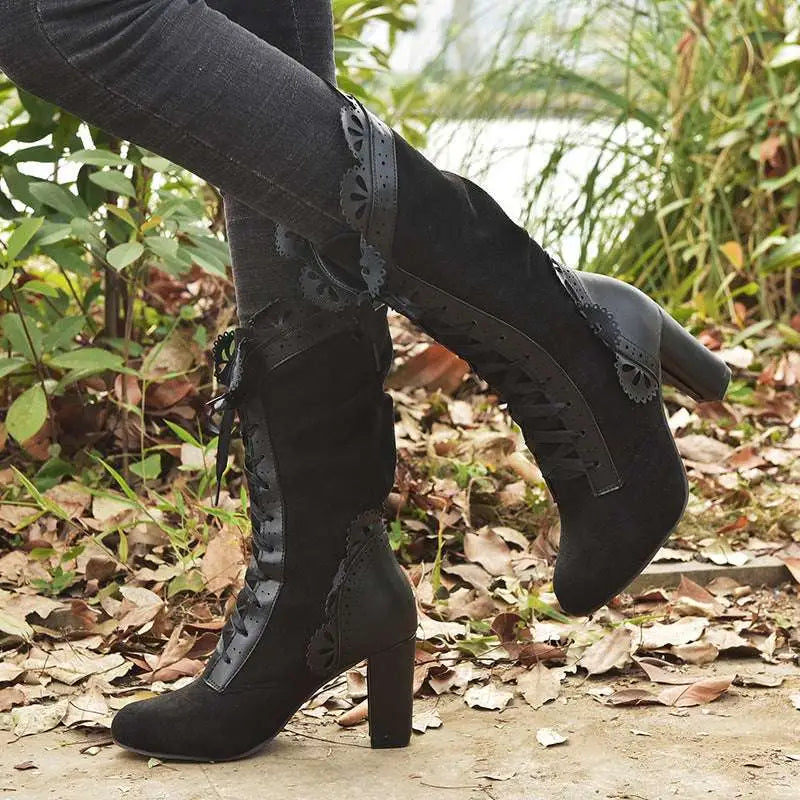 Large Size Heel Women’s Leather Boots