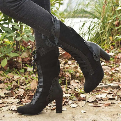 Large Size Heel Women’s Leather Boots