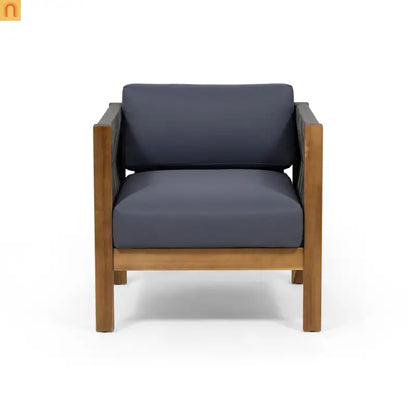 Outdoor Club Chair Set Acacia Wood Rope Teak Cushions Set of 2