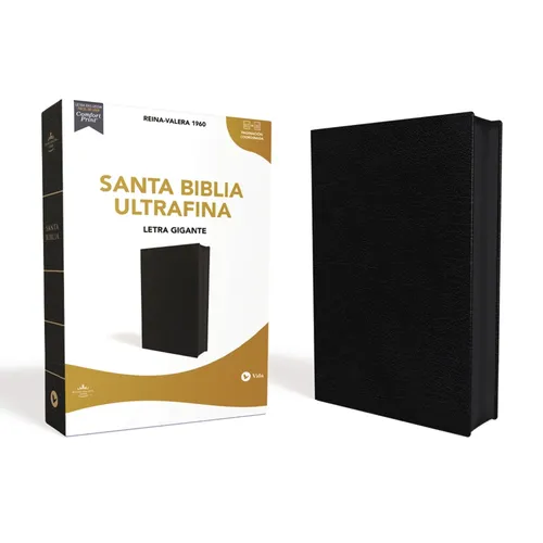 Rvr60, Santa Biblia, Ultrafina, Letra Gigante, Piel Fabricada, Negro, Con Cierre, Palabras de Jesús En Rojo, Comfort Print - Leather