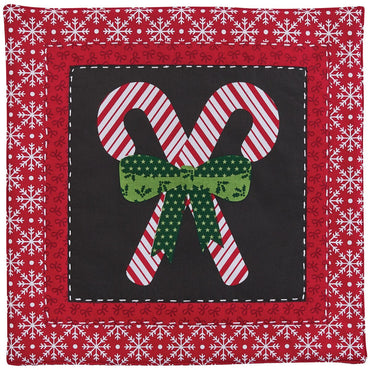 Candycanes And Snowflakes Quilted  Table Runner 36"