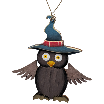 The Whimsical Wizard Owl Wooden Ornament