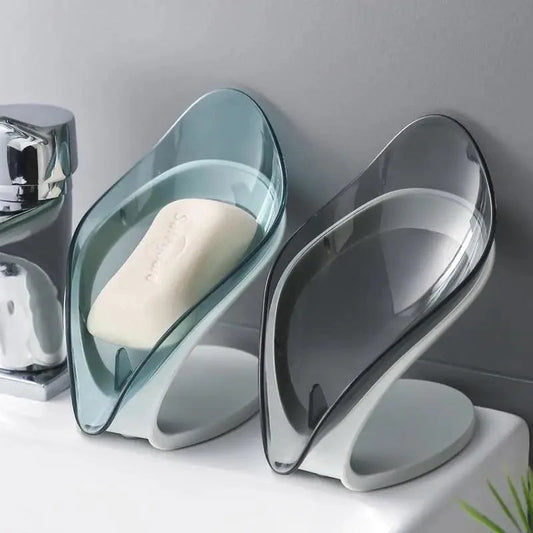 Leaf Shape Soap Box Creative Drain Soap Holder Bathroom Soap Holder Free Perforated Soap Dish For Bathroom Suction Cup Soap Dish Soap Dish with Draining Tray Soap Holder Saver for Shower Bathroom Keep Soap Bars Dry Clean