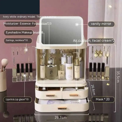 LED Mirror Cosmetics Storage Box with Light