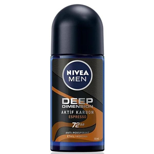 Nivea Men 72-Hour Antiperspirant Roll-on Deodorant for Men - Activated Carbon & Espresso Scent