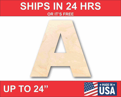 Unfinished Wood Block Letter A - Craft - up to 46" DIY