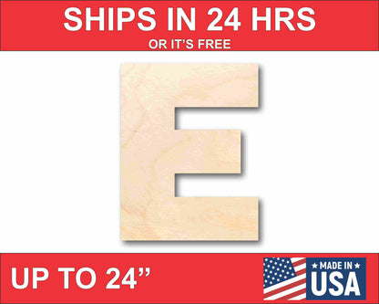 Unfinished Wood Block Letter E - Craft - up to 46" DIY