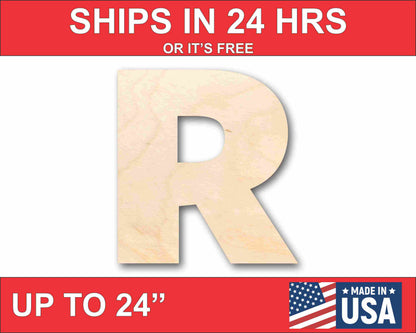 Unfinished Wood Block Letter R - Craft - up to 46" DIY