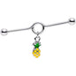 14G Yellow Green Pineapple Dangle Industrial Barbell 38mm