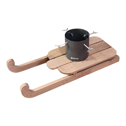 Wooden Runner Sled Tree Stand - Natural