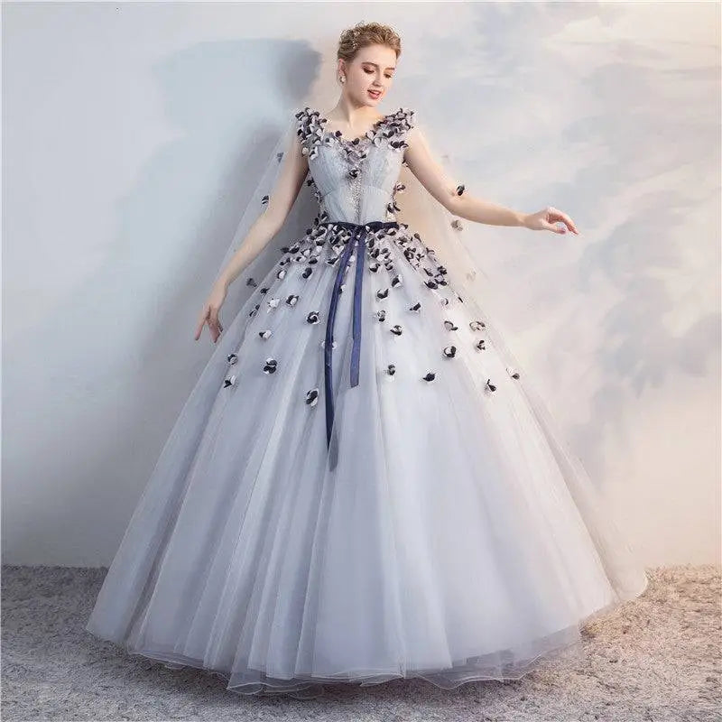 Light Blue Floral Vocal Choral Art Exam Long Skirt