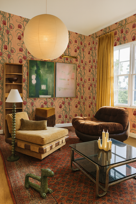Campanas Wallpaper, peach and rust