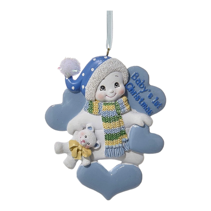 Baby's 1st Christmas - Snowman Ornament - Blue