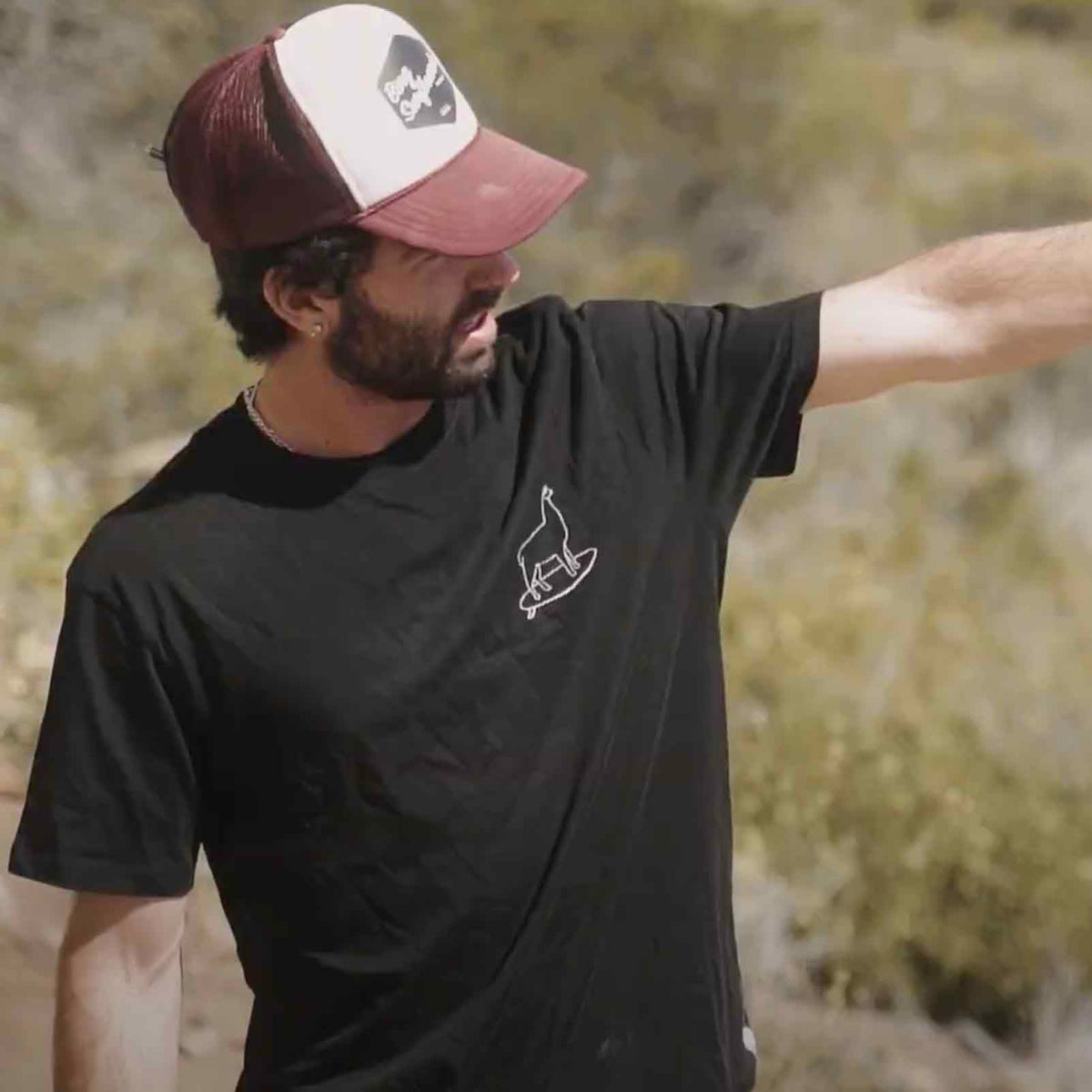Surfing Llama Black Tee - Organic Cotton