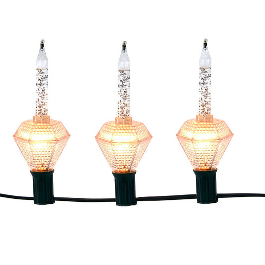 7-Light Silver Glitter Diamond Bubble Light Set