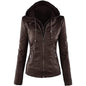 Lock and Love Women's Removable Hooded Faux Leather Jacket
