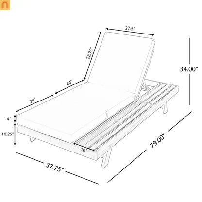 Acacia Wood Foldable Chaise Lounge Chair 800lb