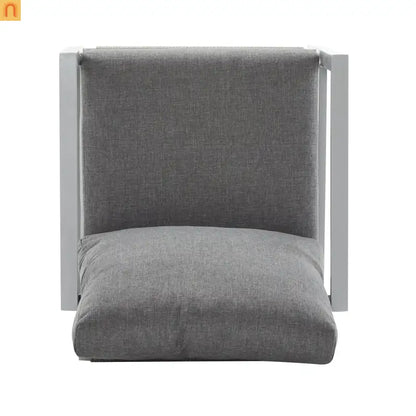 Outdoor Lounge Chair Aluminum Rope Accent Gray Silver White Cushion