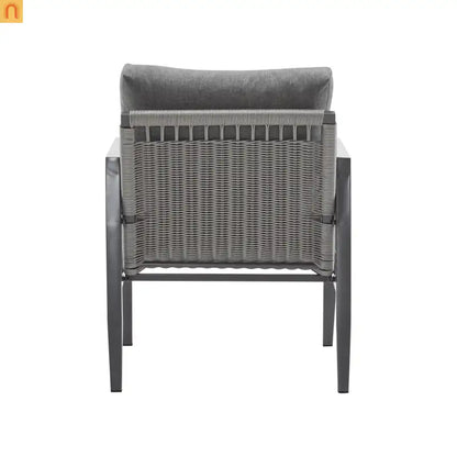 Outdoor Lounge Chair Aluminum Gray Rope Accents with Cushions