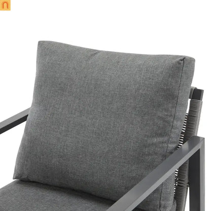 Outdoor Lounge Chair Aluminum Gray Rope Accents with Cushions