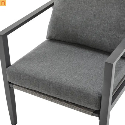 Outdoor Lounge Chair Aluminum Gray Rope Accents with Cushions