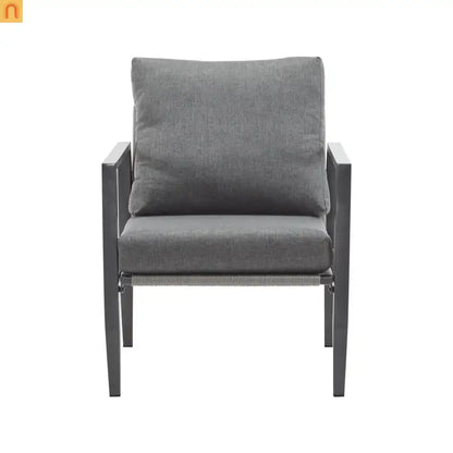 Outdoor Lounge Chair Aluminum Gray Rope Accents with Cushions