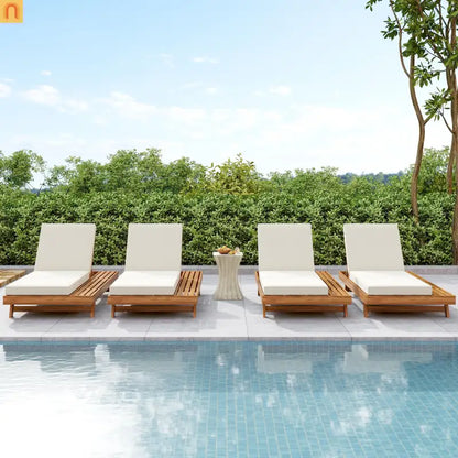 Chaise Lounge Acacia Wood Teak 79" 4-Position