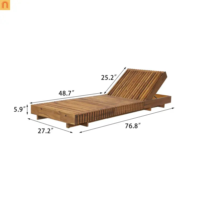 Chaise Lounge Acacia Wood Dark Gray 6 Position Adjustable 76.8in