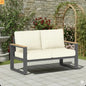 Outdoor Loveseat Aluminum Black Beige Cushion 52in 2 Seat U Leg Design
