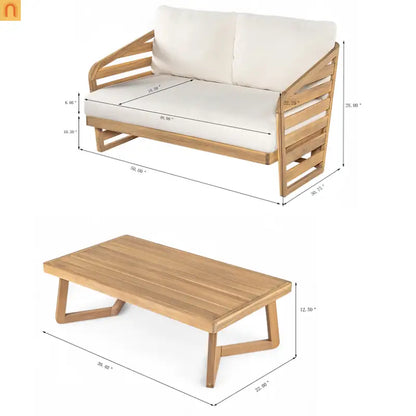 Outdoor Loveseat Set Acacia Wood Coffee Table