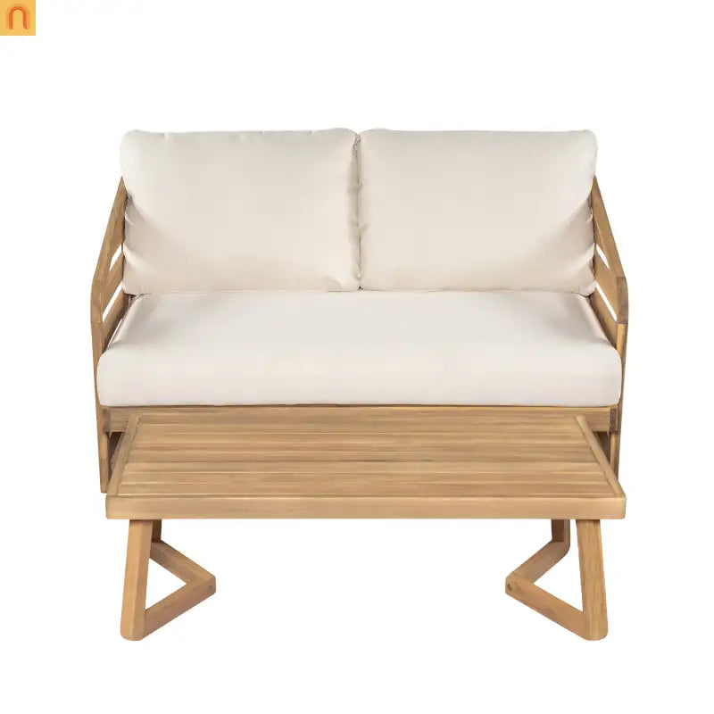 Outdoor Loveseat Set Acacia Wood Coffee Table