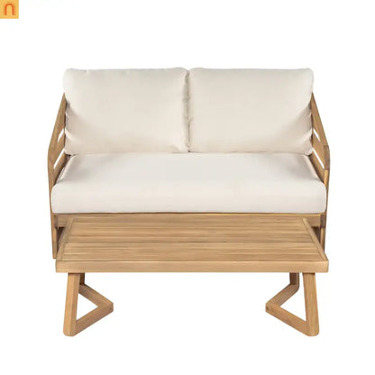 Outdoor Loveseat Set Acacia Wood Coffee Table