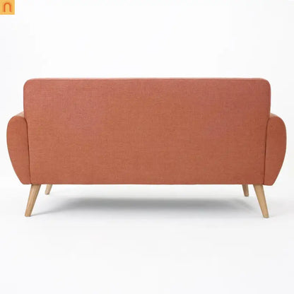 Loveseat Mid Century Modern Tufted Fabric Burnt Orange 67.25in