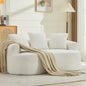 Loveseat Curved Chenille Beige 3 Pillows 300 lb 70in No Assembly