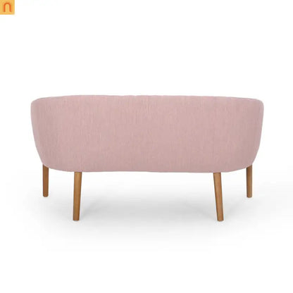 Loveseat Mid Century Modern Channel Back Fabric Blush 55in