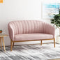 Loveseat Mid Century Modern Channel Back Fabric Blush 55in