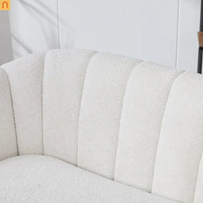 Loveseat Channel Tufted Chenille Ivory Metal Legs
