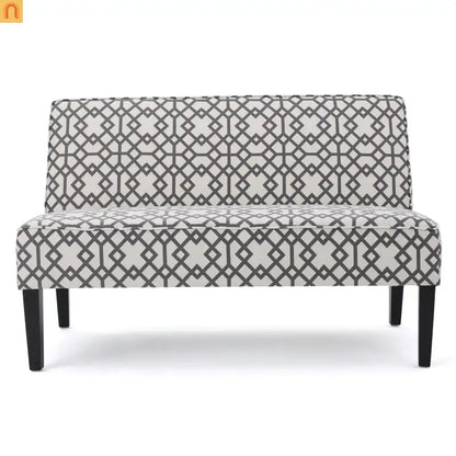 Loveseat Modern Geometric Fabric Gray Matte Black Legs 50in
