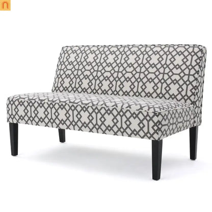 Loveseat Modern Geometric Fabric Gray Matte Black Legs 50in