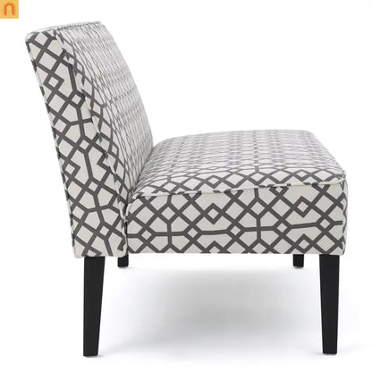 Loveseat Modern Geometric Fabric Gray Matte Black Legs 50in