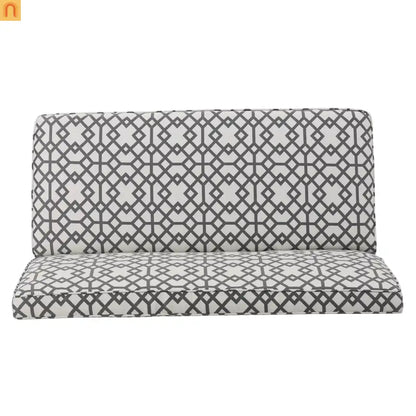 Loveseat Modern Geometric Fabric Gray Matte Black Legs 50in